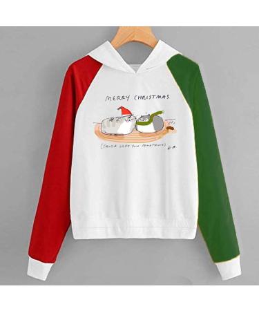 Bigfanshu Woman Dresses Fashion Christmas Sweater Print Hooded Round Collar Long Sleeves Tops - Buy Online on GoSupps.com