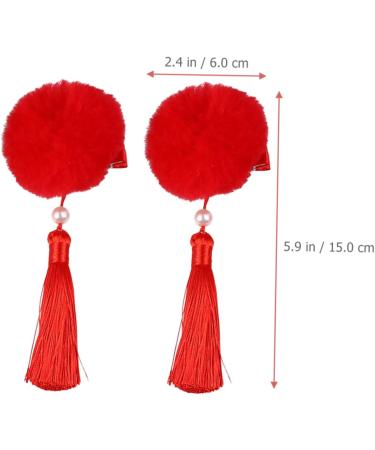 FRCOLOR 6 Pairs Tassel Hair Ball Hair Clip Pompom Tassel Hair Barrettes Kid Hair Accessories Hair Clips Metal Hair Barrettes Artificial Fur Flower Head The Flowers Girl Child Red - Buy Online on GoSupps.com