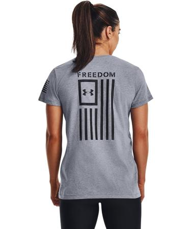 Under Armour Women's New Freedom Flag T-Shirt - Steel Light Heather/Black (Size Medium) - Buy Online on GoSupps.com