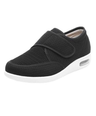 Summer Lightweight Comfy Therapeutic Diabetic Diabetic Shoes for Women Outdoor Indoor Casual Adjustable Easy On/Off Elderly Anti Slip Diabetic Slippers for Men Breathable Mesh Cushioning Diabetic Shoe 7 Black
