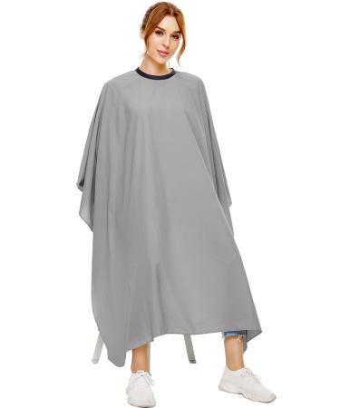 izzycka Hair Cutting Cape for Adults-Nylon Waterproof Large Salon Capes for Hair Stylit-Grey Barber Cape-With Adjustable Snap Closure-56 x 64inch Hair Color Cape - Professional Hairstylist & Home Use C-grey