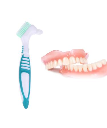 Presswent toothbrush dentures cleaning multi -layered bristles tooth cleaning gaps prosthetic toothbrush hard teeth brush for dental care for dental care and restorative care blue 1 piece