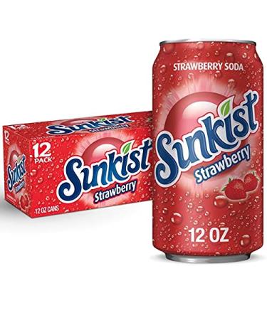 Sunkist Caffeine-Free Strawberry Soda Pop 12 FL Oz 12 Pack Cans