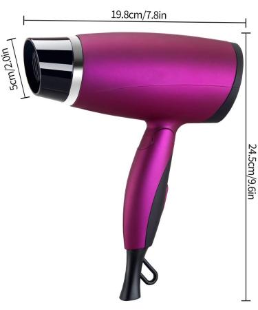 1800W Folding Hair Dryer for Ladies Powerful Travel Hairdryer Portable Fold Handle Grip 3 Heat Cold Shot Button DC Motor Fast Blow Dryer Hair-Dryer Lightweight Quiet Household with Nozzle Purple - Buy Online on GoSupps.com
