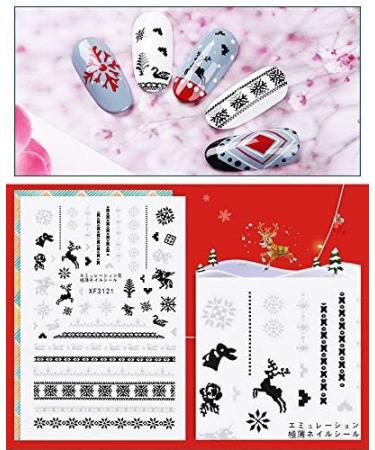 Brishow Christmas Nail Stickers 8 Sheets Nail Polish Stickers Self-Adhesive Elk Snow Nail Art Decals Full Wraps Nail Art Designs for Women Girls - Buy Online on GoSupps.com