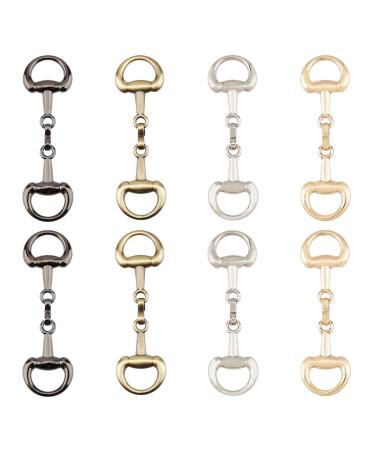 SUPERFINDINGS 8Pcs 4 Colors Alloy D Ring Snaffle Bit Buckles Horse Bit Buckle Double Bit Buckle for DIY Snaffle Bit Horse Jewelry Loafer Shoes Decoration 72x21x6mm