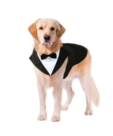 Kuoser Dog Tuxedo Dog Suit and Bandana Set Dogs Tuxedo Wedding Party Suit Dog Prince Wedding Bow Tie Shirt Formal Dog Wedding Attire for Large and Medium Dogs Golden Retriever Samo Bulldogs Black X-Large (pack of 1)