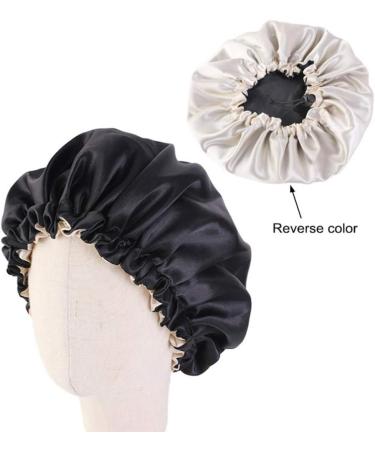 Beaupretty Satin Sleep Caps - Double Layer Adjustable Night Hat for Hair Protection (Black) - Buy Online on GoSupps.com