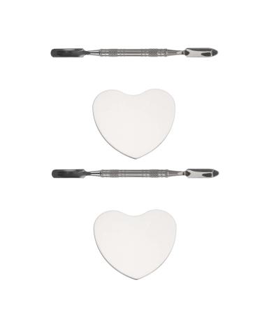 Vicasky 2 sets of ring palette drawing accessories make-up spatula made of stainless steel heart make-up plate cardiac nailart tablet Small drawing plates stainless steel heart-shaped presentation tablet