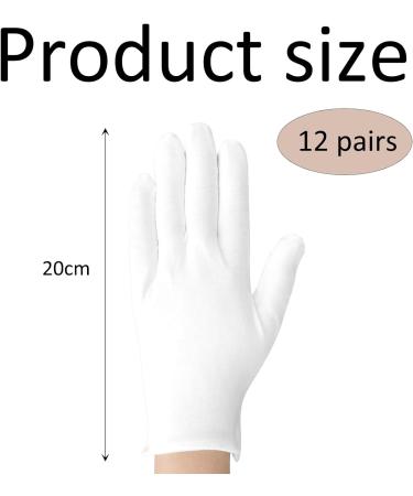 Cotton Gloves 12 Pairs White Cotton Gloves White Soft Cotton Gloves Checking Gloves for Overnight Moisturising Dry Hand Eczema Women and Men Bedtime Sleep Gloves - Buy Online on GoSupps.com