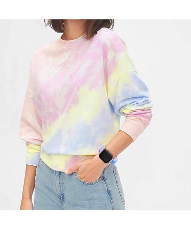 UooMoo Tie Dye Scrunchie Elastic Band for Fitbit Versa - Blue & Pink | Replacement Wristband for Versa Series 6, Versa 2, Versa Lite - Elastic Hair Wristband - Buy Online on GoSupps.com