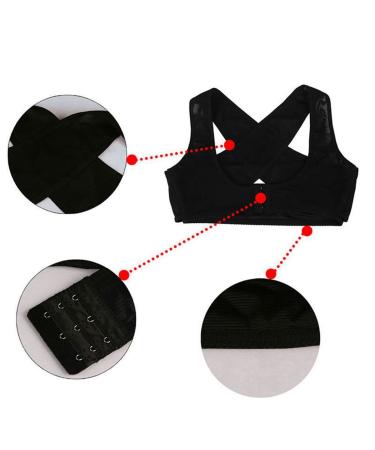 Fuuroottly 2x Ladies Women Adjustable Shoulder Back Posture Corrector Chest Brace Support Belt-Black-M & L - Buy Online on GoSupps.com