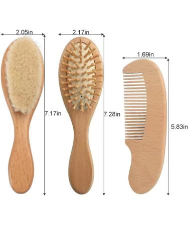 PandaEar Baby Hair Brush and Comb Set | Natural Wooden Hairbrush with Soft Goat Bristles for Newborn, Infant, Toddler, Kids - Buy Online on GoSupps.com