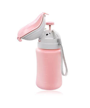 Pee Bottle for Kids - Travel Urinal Portable Potty Pee Cup for Girl Child Toddler Baby Urinal Emergency Toilet for Car Travel Road Trip Essentials Camping Potty Pee Training Leak Proof Girl-Pink 500 ML