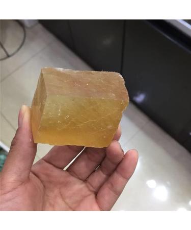 Natural Orange Calcite aquare Crystal Gemstone Reiki Iceland Spar Crystal Cube Natural Stones and Minerals - Buy Online on GoSupps.com