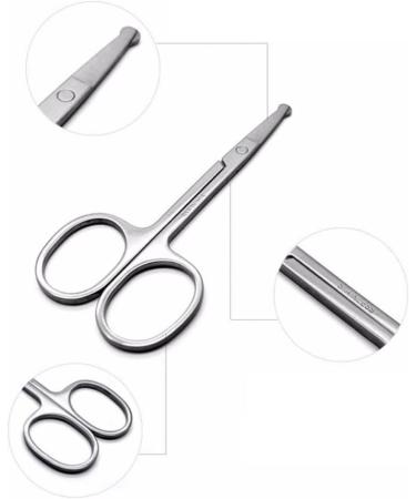 Professional Facial Hair Scissors Brow Scissors Beauty Scissors Solid Stainless Steel Scissors Round Safety Scissors for Eyebrows Eyelashes Nose Hair Ear Hair Mustache Trimming - Buy Online on GoSupps.com