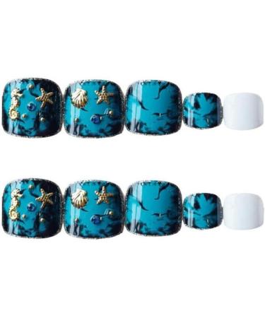 Press on Nails False Nails Toenail Summer Style 24 Pcs Glossy Full Cover Acrylic Nail False Tips Artificial Finger Manicure Cute Acrylic Nails - Buy Online on GoSupps.com