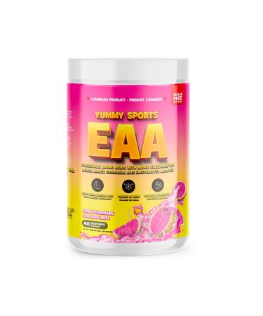 Yummy Sports EAA Supplement Powder Pre Workout Powder - Keto-Friendly Gluten-Free Sports Nutrition Pre-Workout Powder for Men & Woman - 360g 40 Servings - Pink Lemonade