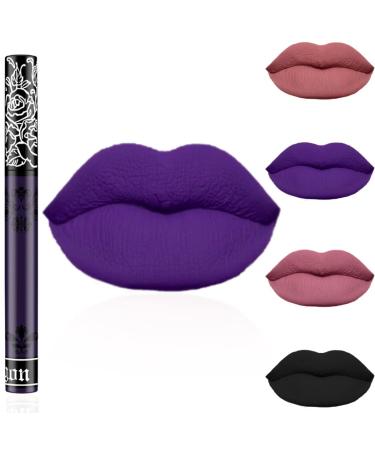 Kisshine Liquid Lipsticks Matte Lipgloss Purple Velvet Lipglaze Costume Party Lip Gloss Lip Makeup Gift for Women and Girls Pack of 1 (Purple 15#)