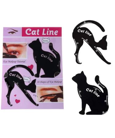 WOO LANDO Cat Eyeliner Template for Precise Eyeliner Set of 2 Cat Shapes for Eyeliner Smokey Eyes and Cat Eyes Reusable Flexible and Ideal for Beginner Makeup