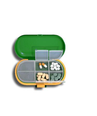 Pill Organizer Portable Pill Holder for Pocket or Purse.ABS Shell and Polypropylene(PP) Liner Removable Pill case with Label Paper (Green-6) 1 Count (Pack of 1)