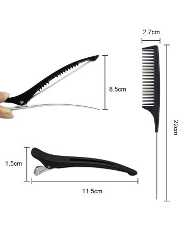 Sioppkik Hair Clips for Hairdressing - 6 Non-Slip Compartment Clamps + 1 Comb (Black & White) - Perfect for Styling & Cutting - Buy Online on GoSupps.com