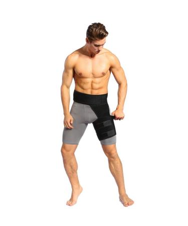 Adjustable Neoprene Grip Support Wrap for Thigh Pain Relief - Pain Wraps for Hips & Thigh Recovery for Men & Women - Black - Buy Online on GoSupps.com