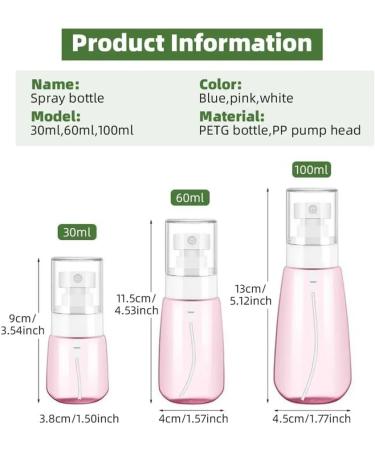 3pcs Blue Refillable Spray Bottles - Portable Moisturizing Perfume & Travel Cosmetic Containers - Buy Online on GoSupps.com