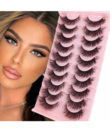 False Eyelashes 10 Pairs Cat EyeFaux Mink Black