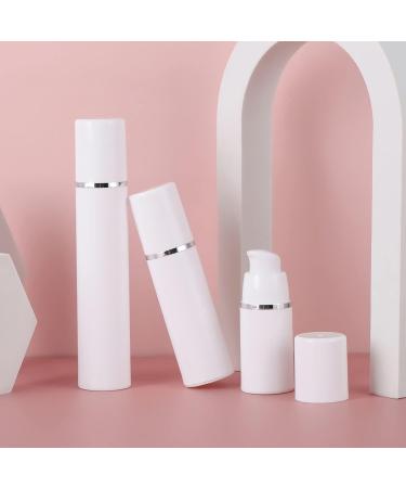 Zeoabsy 24 Pack 30ml Airless Pump Dispenser - Refillable White Plastic Cream Bottles with Silver Edge for Cosmetics - Buy Online on GoSupps.com