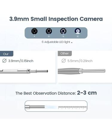 KouRy Wireless Ear Wax Removal Tool Camera - Smart Visual Ear Cleaner with 32G Card & 6 LED Lights | IP67 Waterproof Ear Otoscope for Smartphones (Black - Buy Online on GoSupps.com