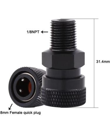 Universal 1/8'' NPT Male Thread to 8MM Female Quick-Disconnect Connector Adapter  Black Zinc Plated Copper  PCP Paintball Charging Fittings with Sealing O-Ring 1/8 NPT Male to 8mm Female - Buy Online on GoSupps.com