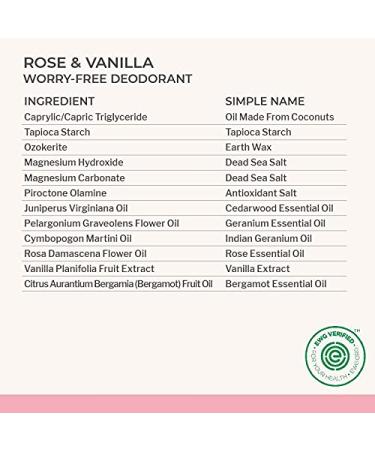 Sensitive Skin Deodorant 2-Pack with Essential Oils, Rose & Vanilla | Aluminum-Free, Plant-Based Packaging - 2.5oz (Pack of 2) - Buy Online on GoSupps.com