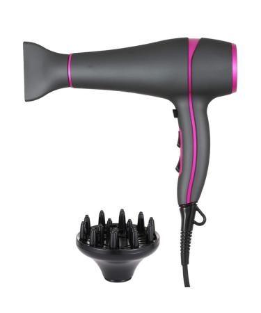 2200W Professional Hair Dryer Ionic Hairdryer Lightweight Hairdryer Quiet Blow Dryer Fast Dry Dryer with 2 Speed and 3 Heat Cold Shot Button AC Motor Diffuser & Concentrator for Travel Salon Home Use