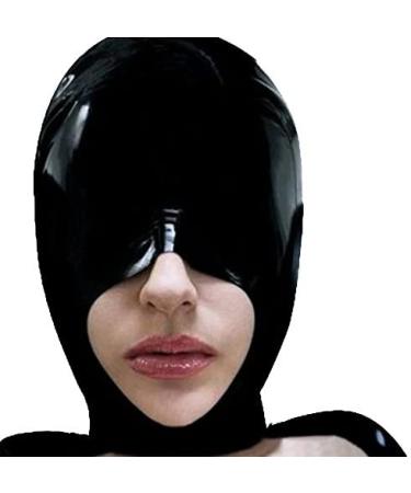 Latex Hood Unisex Rubber Costume With Open Nose And Chin Mask For Men Black Small Black S