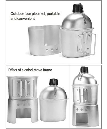 Portable Military Canteen Cup Stove Pouch Set for Camping & Hiking - 4Pcs/Set - Buy Online on GoSupps.com