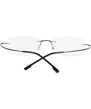 Lightweight Rimless Titanium Reading Glasses for Men & Women - Black +3.50 - Buy Online on GoSupps.com