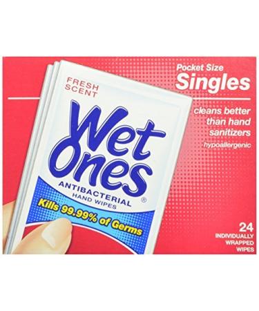 Wet Ones Antibacterial Hand Wipes Fresh Scent 24 Individually Wrapped Wipes