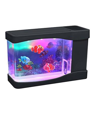Lightahead Artificial Mini Aquarium A Sensory Multi Colored LED Swimming Fish Tank with Bubbles