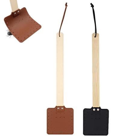 Fly Swatter Hand 2PCS PU Fly Swat with Wood Hand Simple Rustic Fly Squatters 44x13x11.5cm Manual Fly Bat with Hanging Rope for Indoor Outdoor Mosquito Control - Buy Online on GoSupps.com