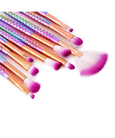 10-Piece Mermaid Makeup Brush Set - Colorful Fish Tail Eyeshadow Eyeliner & Concealer Brushes - International Shipping - Buy Online on GoSupps.com
