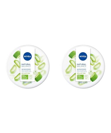 Nivea natural balance aloe vera all -purpose cream (200 ml) moisturizing vegan cream with organic aloe vera universal cream for face body and hands (pack with 2) 200 ml (2 pack)