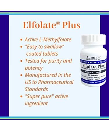ELFOLATE Plus 3mg L-Methylfolate Methyl Folate Supplement - Professional Strength Medical Food Recommended by Doctors - 30 Tablets - Buy Online on GoSupps.com
