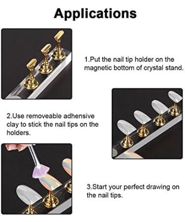 New Magnetic Acrylic Manicure Tools Nail Practice Hand Nail Exercise Base Nail Supplies Nail Tips Gold Display Stand - Buy Online on GoSupps.com