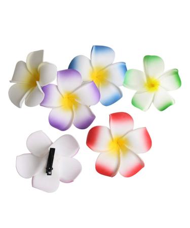 Pretyzoom hawaii decoration 12 pieces hawaiian plumeria hairpins hair clip bracked hair clip hairspong hair accessories for tropical beach party wedding party decoration (9 cm mixed color)