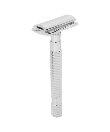 Men's Manual Shaver Safety Razor Wear-resistant Non-Slip Safety Razor (Silver)