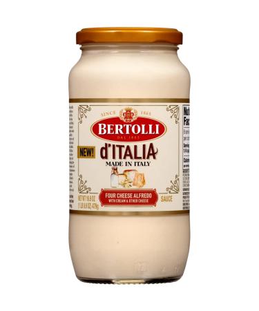 Bertolli d'Italia Four Cheese Alfredo Sauce, Authentic Tuscan Style Pasta Sauce Made in Italy with Fresh Cream and Indulgent Aged Italian Cheeses, 16.9 OZ