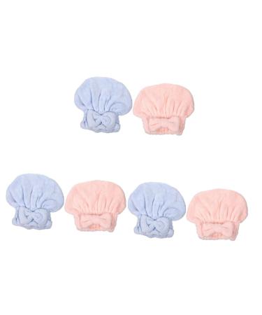 FRCOLOR 6 Pcs Coral Fleece Dry Hair Hat Night Sleep Cap Bowknot Bath Absorbent Hat Water Absorption Hair Hat Wrapped Bath Cap Hair Turbans for Women Washing Girl Hat Pumpkin Miss Hair Ring