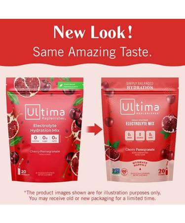 Ultima Replenisher Electrolyte Hydration Powder - Cherry Pomegranate, Sugar Free, 0 Calories, 20 Stickpacks - Keto, Non-GMO, Gluten-Free - Buy Online on GoSupps.com