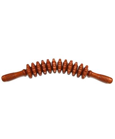 Massage roller back with handle massage wood anti-cellulite massage device back massage roller massage roller body scooter for neck legs body 1 piece natural wood color (12 wheels-B)